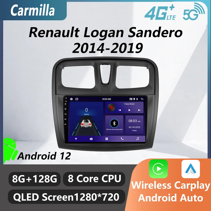 Автомобильный стереоприемник Android для Renault Logan Sandero 2014-2019 2 Din GPS Навигация Автомобильный Мультимедийный плеер Головное устройство Авторадио WIFI Изображение 0