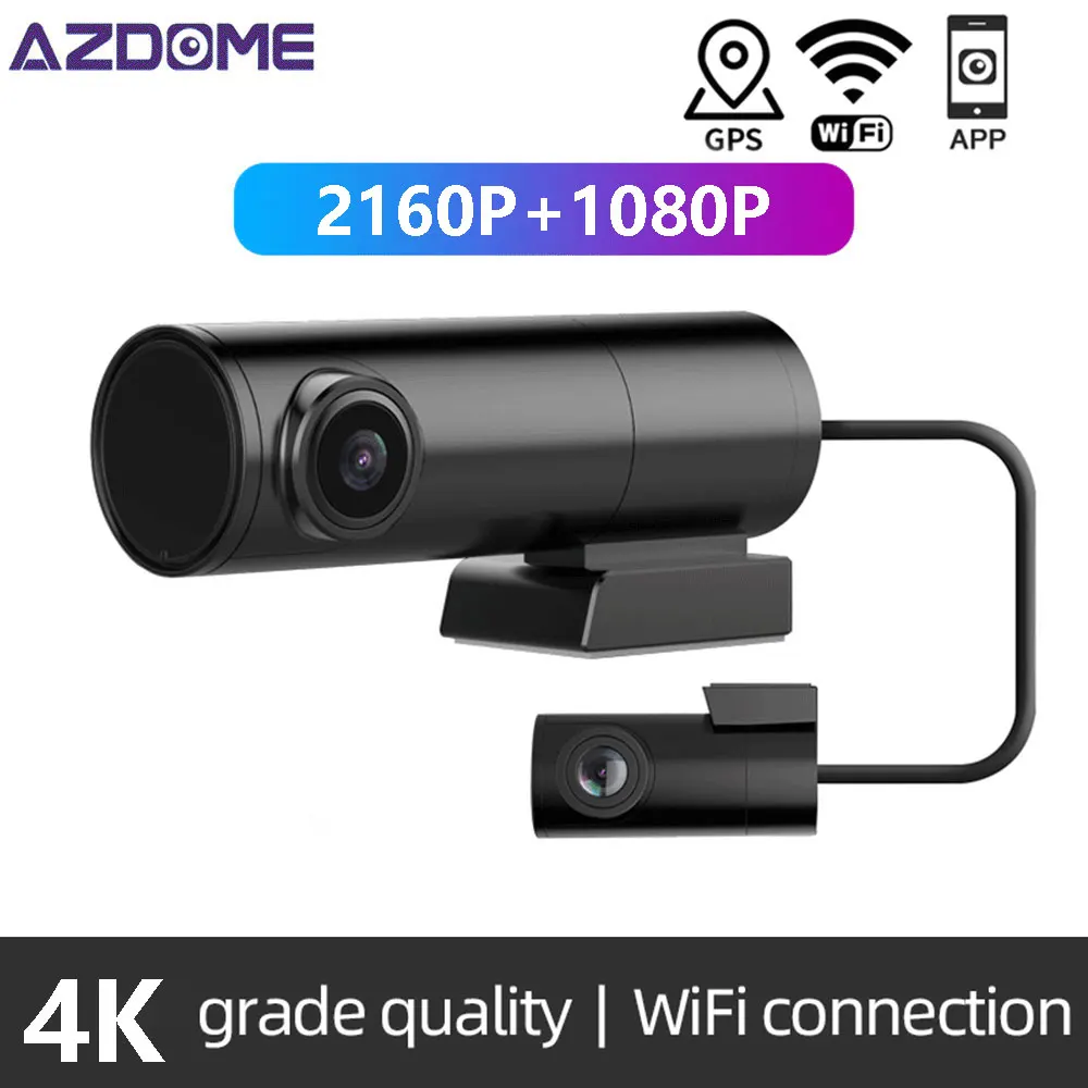 AZDOME M300S 4K Mini WiFi Car Dash Cam Автомобильный Видеорегистратор С Двумя Камерами GPS Трекер Рекордер Ночного Видения Поворотный Объектив 24H Парковочный Монитор Изображение 0