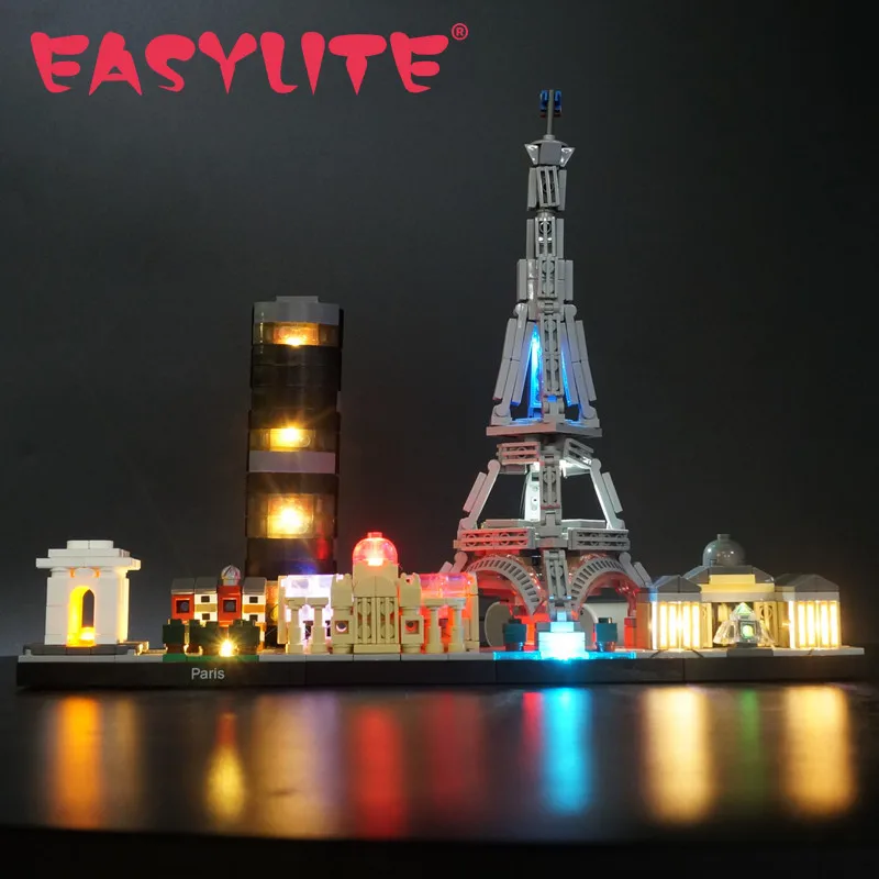 EASYLITE светодиодный Светильник Для 21044 Architecture Paris DIY Игрушки Блоки Только Кирпичи Комплект Освещения Не включает модель Изображение 0