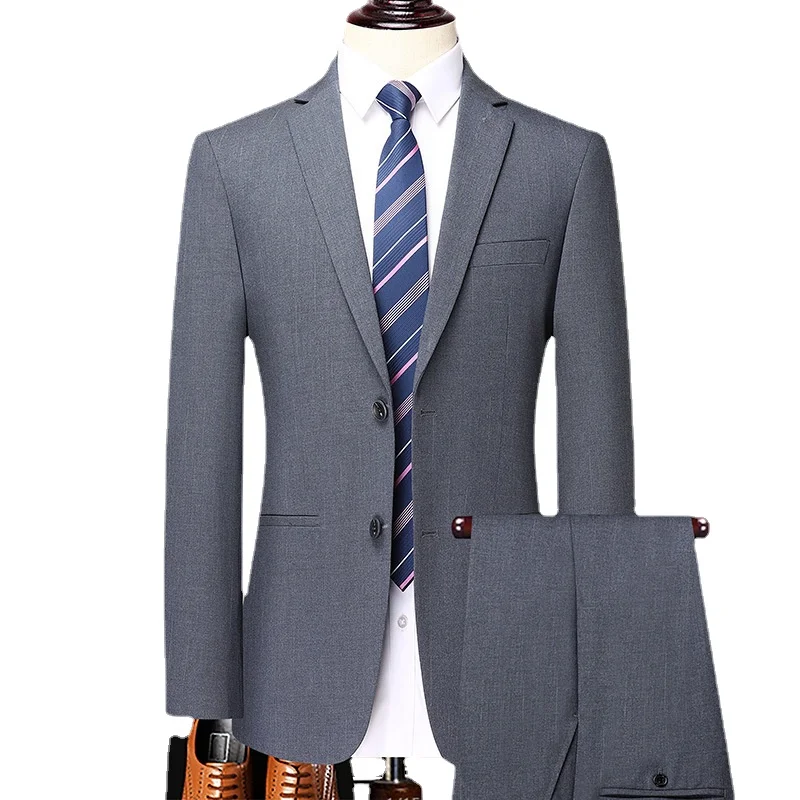 Icool, однотонный мужской красивый повседневный деловой официальный костюм, комплект из двух предметов, Свадебная одежда для жениха, платье-блейзер Изображение 0