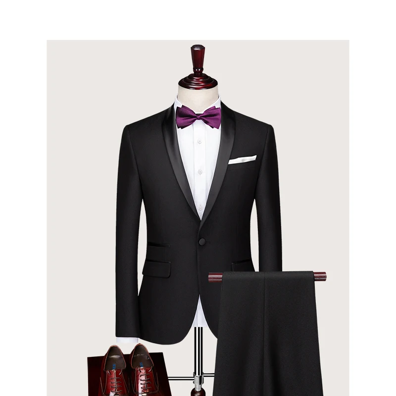 Сшитое на заказ свадебное платье жениха, блейзер, брюки, деловые классические брюки высокого класса SA04-62999 Изображение 0