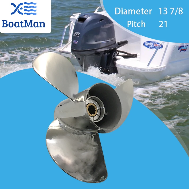 Подвесной пропеллер 13 7 / 8x21 Для морского двигателя Yamaha Мощностью 50-130 л.с., Нержавеющая сталь, 15 зубчатых шлицов, Запчасти и аксессуары для лодок Изображение 0