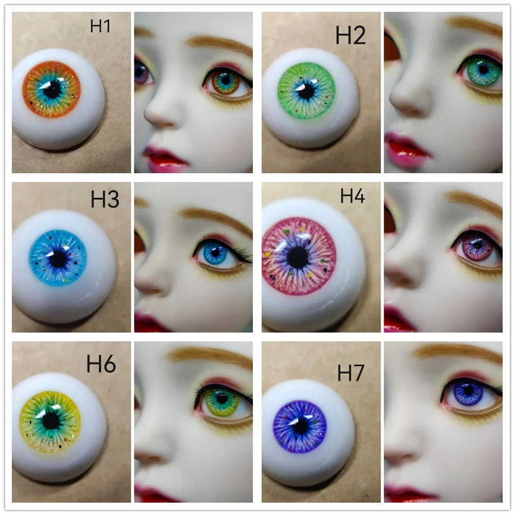 Кукольные глаза 12/14/16 мм для 1/3 1/4 1/6 куклы Bjd Гипсовое глазное яблоко в человеческом стиле с трехмерным рисунком, желтые устойчивые аксессуары Изображение 0