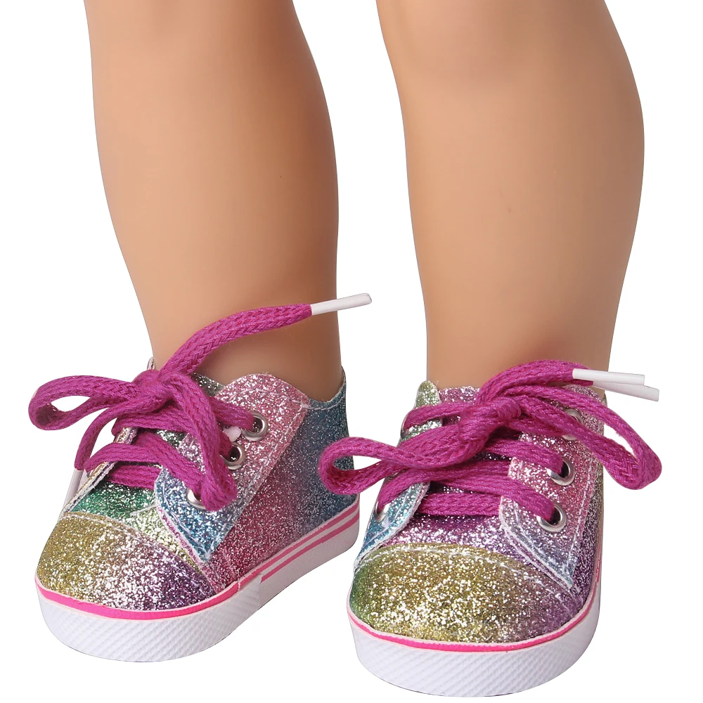 обувь для куклы 7 см, Фиолетовая Спортивная обувь, белая обувь из искусственной кожи, подходит для куклы Реборн 18 Дюймов и 43 см, Аксессуары для одежды, игрушки, подарки для детей Изображение 0