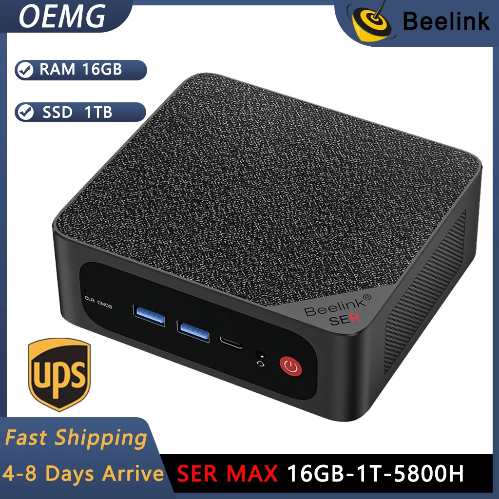 Мини-ПК Beelink SER5 MAX - Ryzen 7 5800H, 16 ГБ оперативной памяти, 1 ТБ SSD-накопителя, Тройной дисплей 4K при 60 Гц, WiFi 6, BT 5.2 Изображение 0