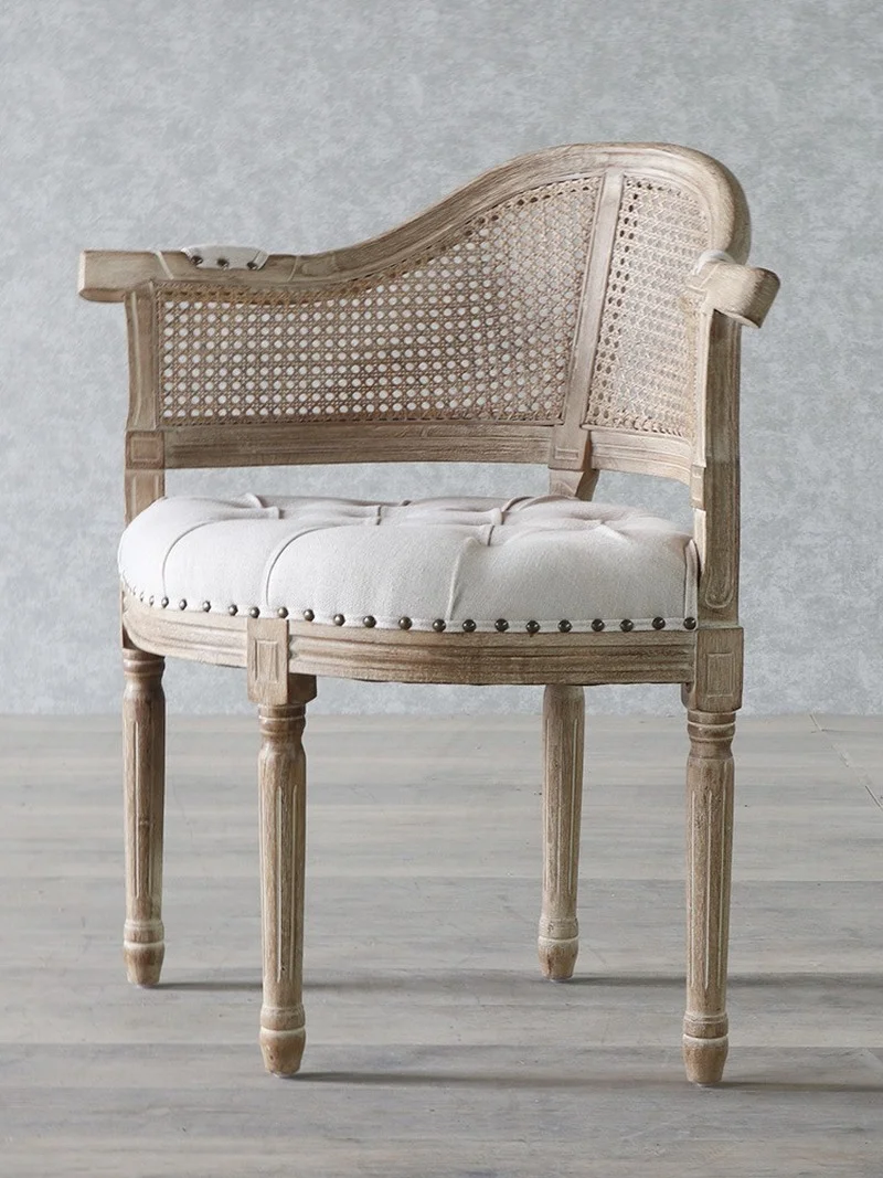 Изготовленное на заказ кресло во французском стиле Кантри, американский легкий Роскошный обеденный стул в стиле ретро, кафе, бар, Дизайнерское кресло для отдыха Изображение 0