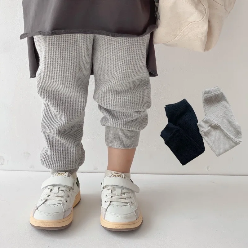 Детские повседневные брюки Jenny & Dave /новинка весны 2023 года, японские леггинсы с вафлями для мальчиков и девочек, спортивные штаны для девочек Изображение 0