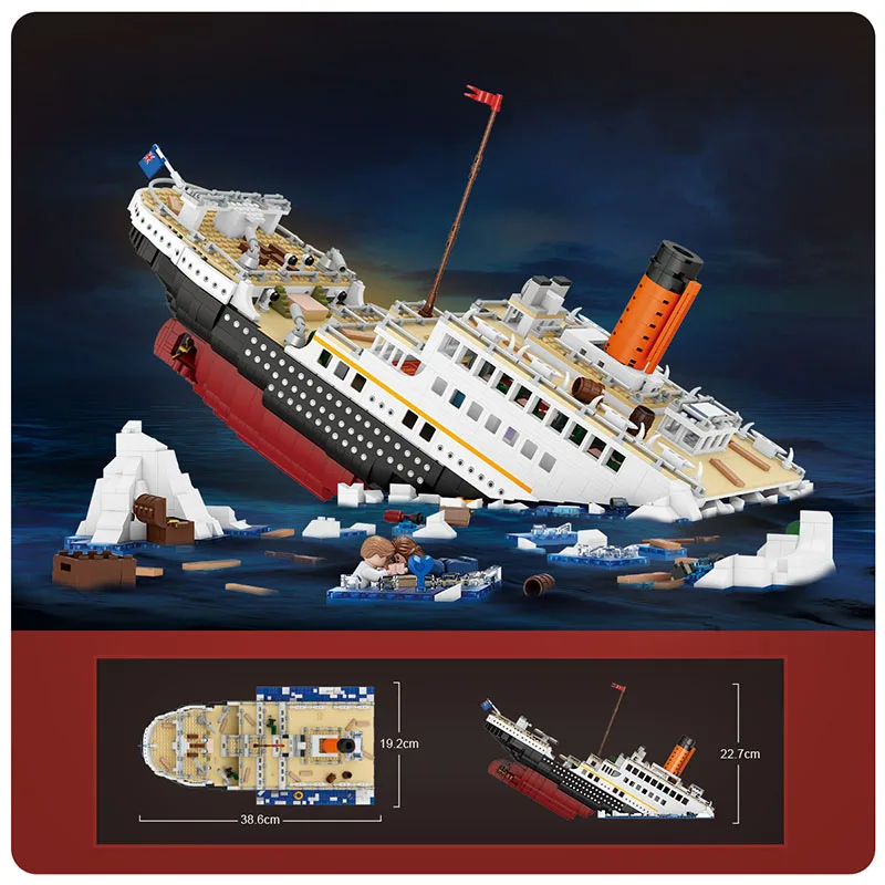2882 шт. Мини Титаник Круизный лайнер Модель Лодки Для Взрослых DIY Алмазные строительные блоки Комплект Кирпичей Для Детей Развивающие игрушки для мальчиков Изображение 1