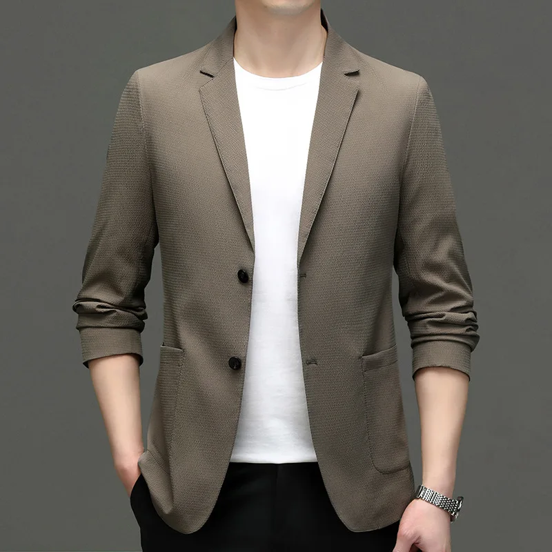 5926-2023 Мужской модный повседневный маленький костюм мужской корейский 66 версия приталенного костюма куртка однотонная куртка Изображение 1