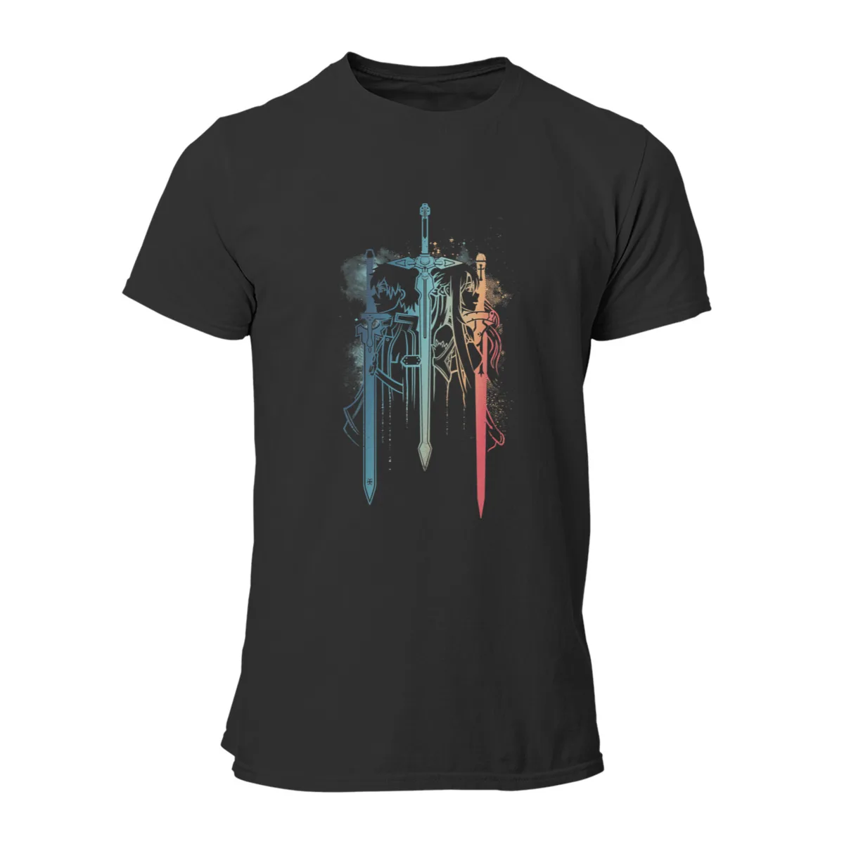 Мужская футболка Sword Art Duo, Черные Забавные футболки Оверсайз, Мужские хлопковые футболки, топы, Уличная одежда в стиле Харадзюку Изображение 1