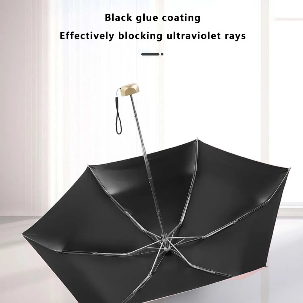 Портативные мини-пятистворчатые карманные зонты, сверхлегкие зонты высокой плотности, солнцезащитные зонты для покупок на открытом воздухе Изображение 2