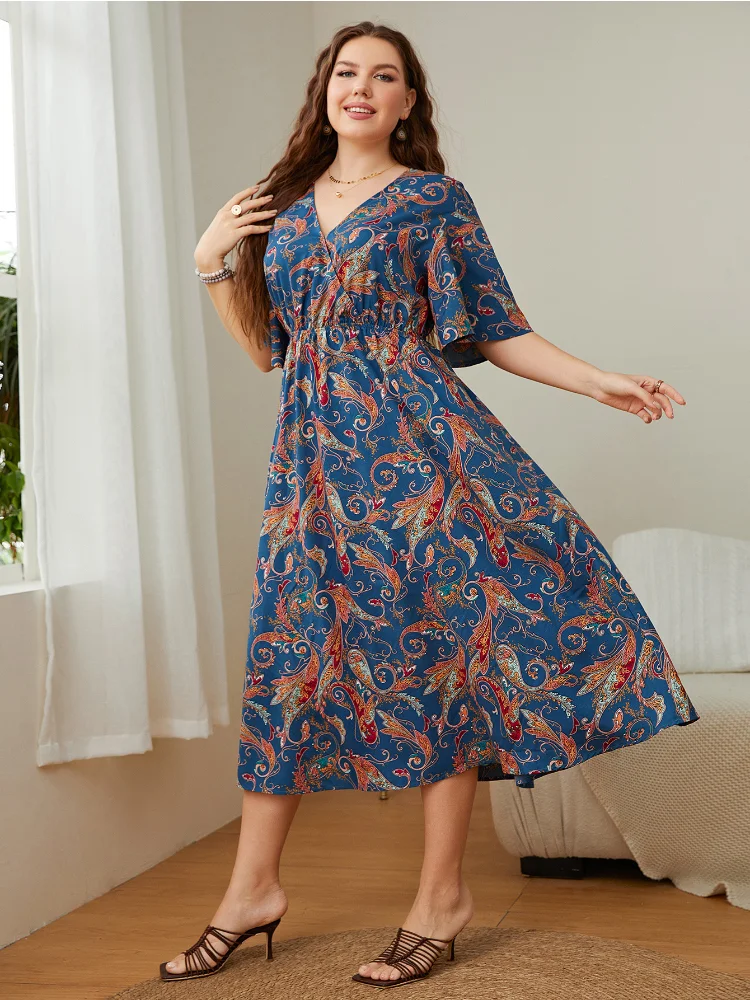 Женская одежда оверсайз, новинка, популярное свободное модное платье с принтом, женские летние платья больших размеров Изображение 2