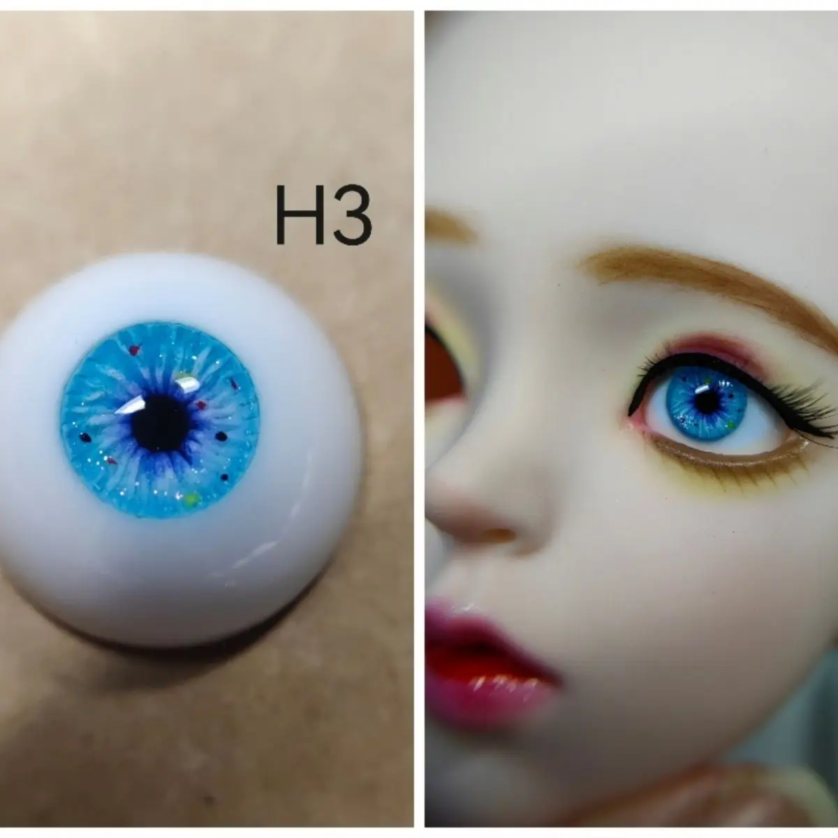 Кукольные глаза 12/14/16 мм для 1/3 1/4 1/6 куклы Bjd Гипсовое глазное яблоко в человеческом стиле с трехмерным рисунком, желтые устойчивые аксессуары Изображение 2