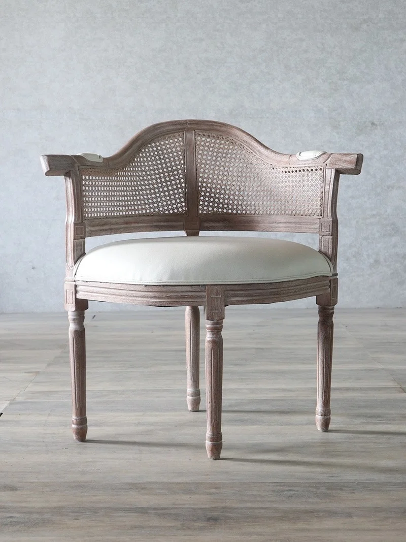 Изготовленное на заказ кресло во французском стиле Кантри, американский легкий Роскошный обеденный стул в стиле ретро, кафе, бар, Дизайнерское кресло для отдыха Изображение 2