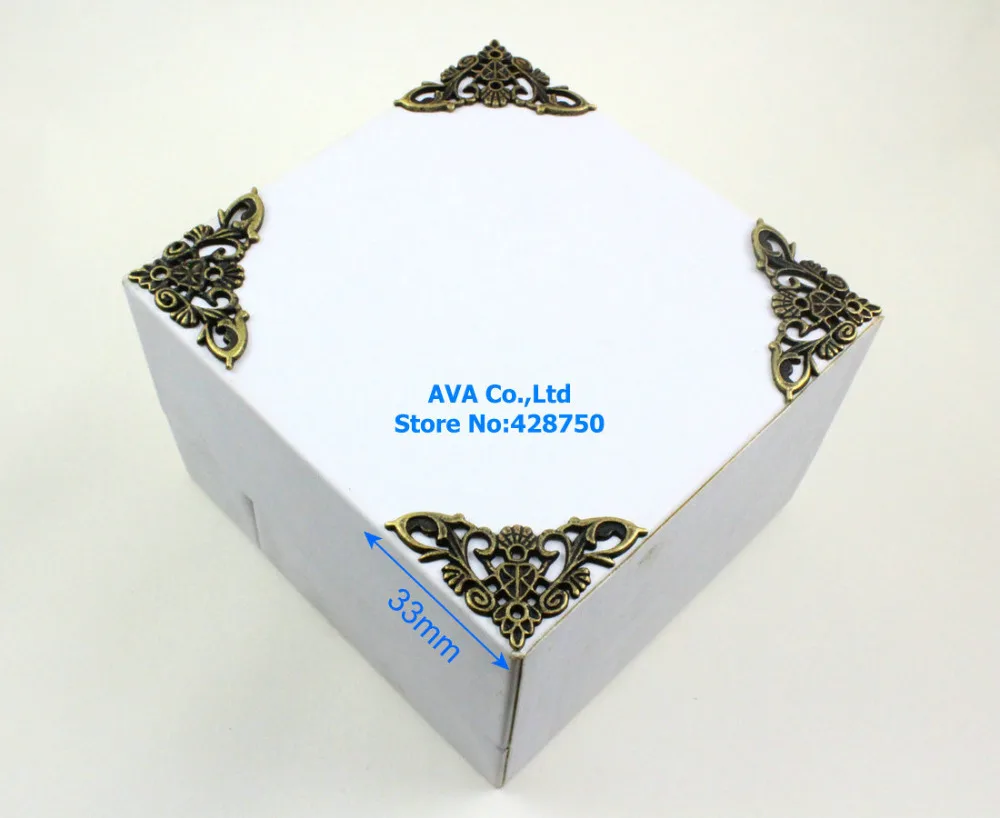 40 штук Антикварной латунной шкатулки для ювелирных изделий Угловая подарочная коробка угловой протектор 33 мм Изображение 3