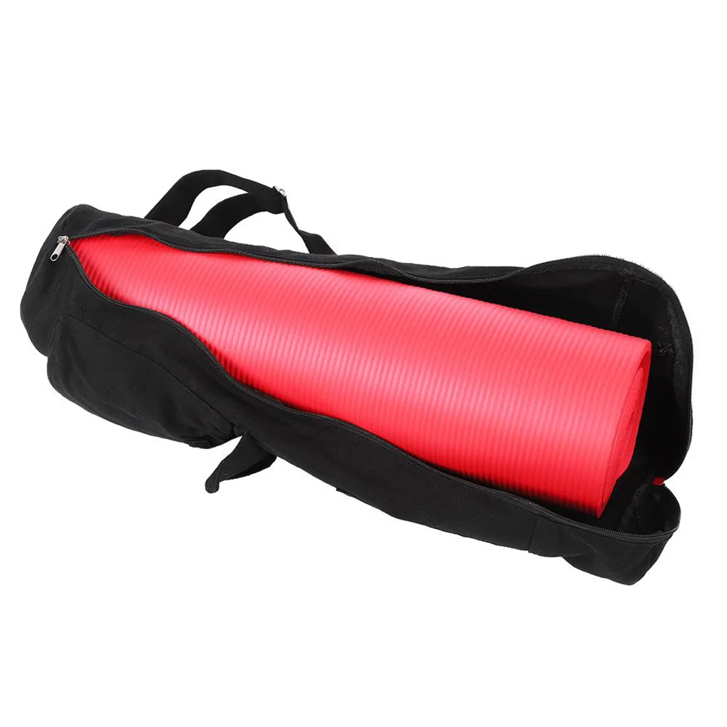 Коврик для йоги, спортивная сумка с боковыми карманами, Водонепроницаемая переноска, прочный холщовый хлопковый рюкзак для йоги 67 * 15 см, ремешок для переноски на шнурке Изображение 3