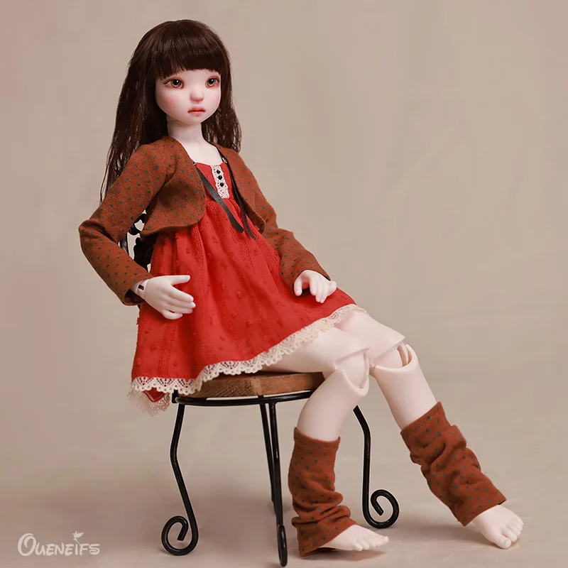 Кукла Chae BJD, коричневый жилет 1/4 и оранжевая юбка, игрушки для девочек, коллекция высокого качества Изображение 3