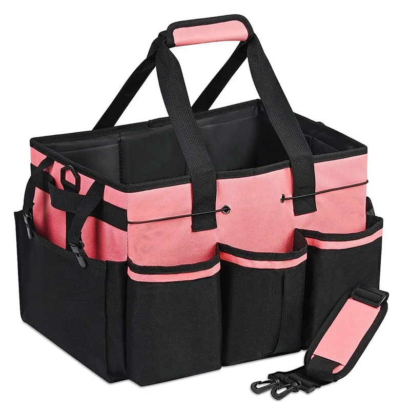 Носимая сумка для хранения Черно-Красная с регулируемым ремешком Водонепроницаемая сумка с 4 складными разделителями Изображение 3