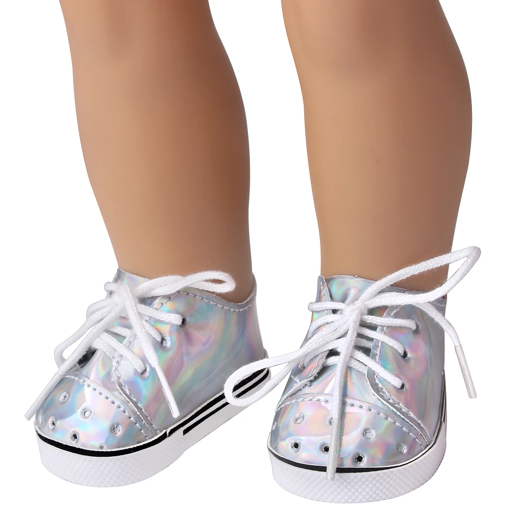 обувь для куклы 7 см, Фиолетовая Спортивная обувь, белая обувь из искусственной кожи, подходит для куклы Реборн 18 Дюймов и 43 см, Аксессуары для одежды, игрушки, подарки для детей Изображение 3