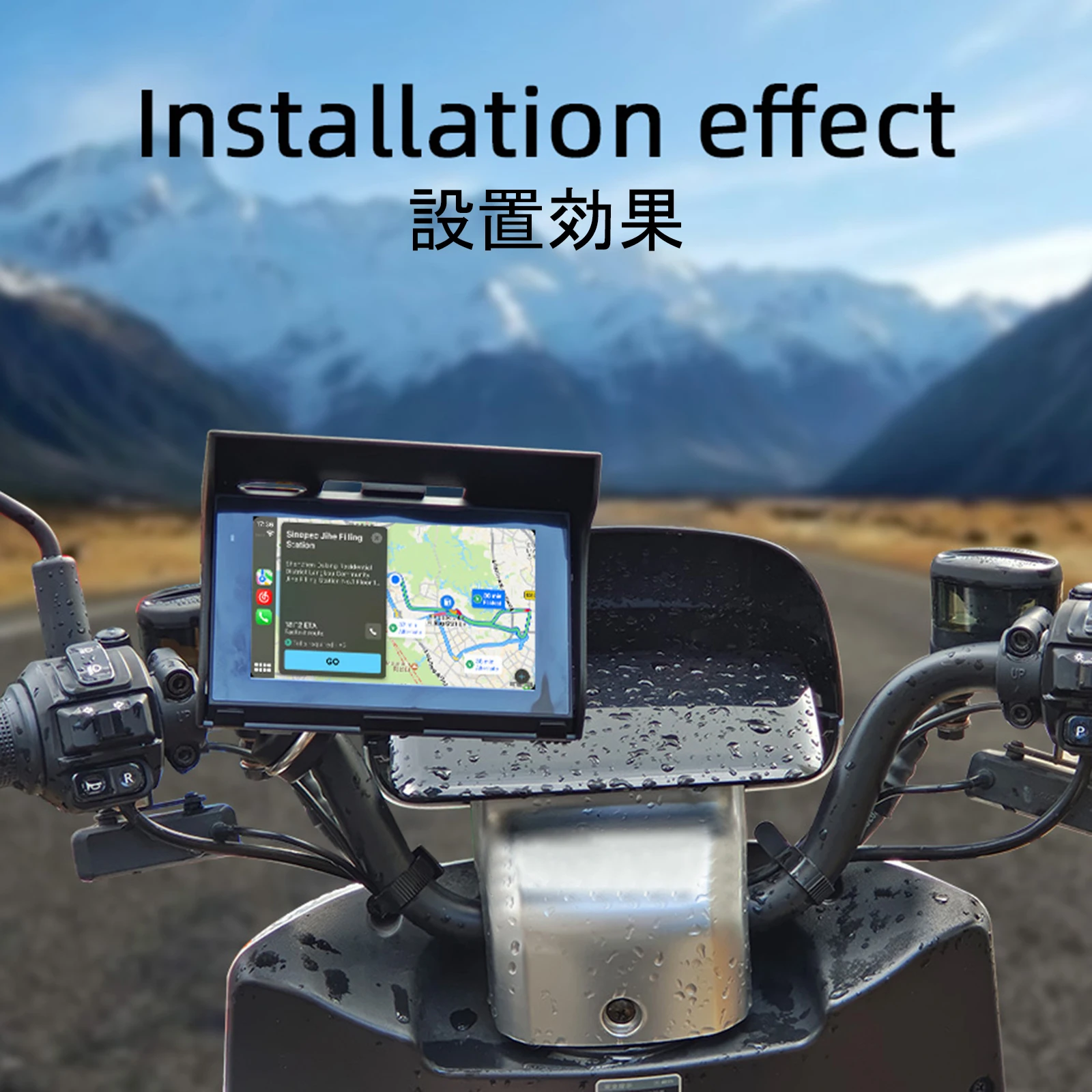5-дюймовый двойной Bluetooth Мотоциклетный навигатор с сенсорным экраном IP65 Водонепроницаемый мотоцикл CarPlay Беспроводной Apple CarPlay Беспроводной Android Изображение 4