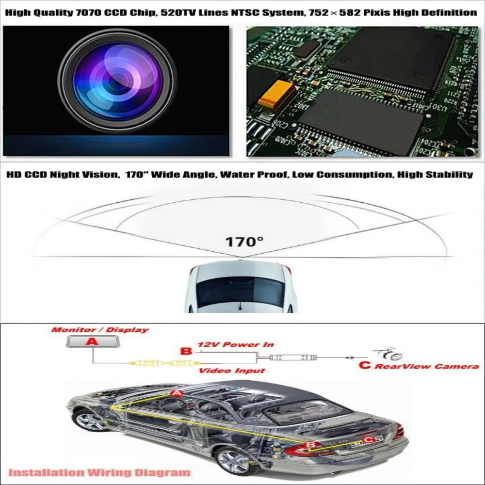 Для Toyota Canarado Estima Tarago Автомобильная камера заднего вида HD CCD RCA Для автоматической парковки Аксессуары для камеры видеонаблюдения Изображение 4