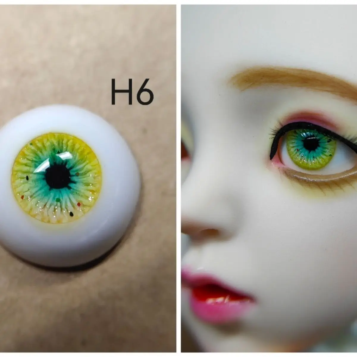 Кукольные глаза 12/14/16 мм для 1/3 1/4 1/6 куклы Bjd Гипсовое глазное яблоко в человеческом стиле с трехмерным рисунком, желтые устойчивые аксессуары Изображение 4