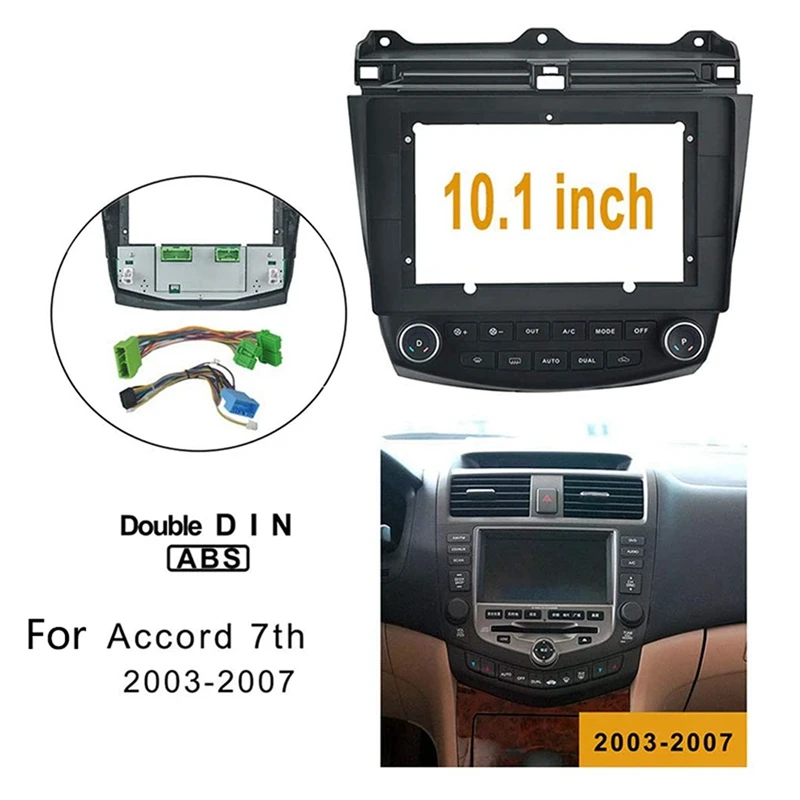 2x10,1-дюймовая автомобильная радиоприемная панель, рамка для DVD-диска с проводным жгутом для HONDA Accord 7th 2003-2007 Изображение 4