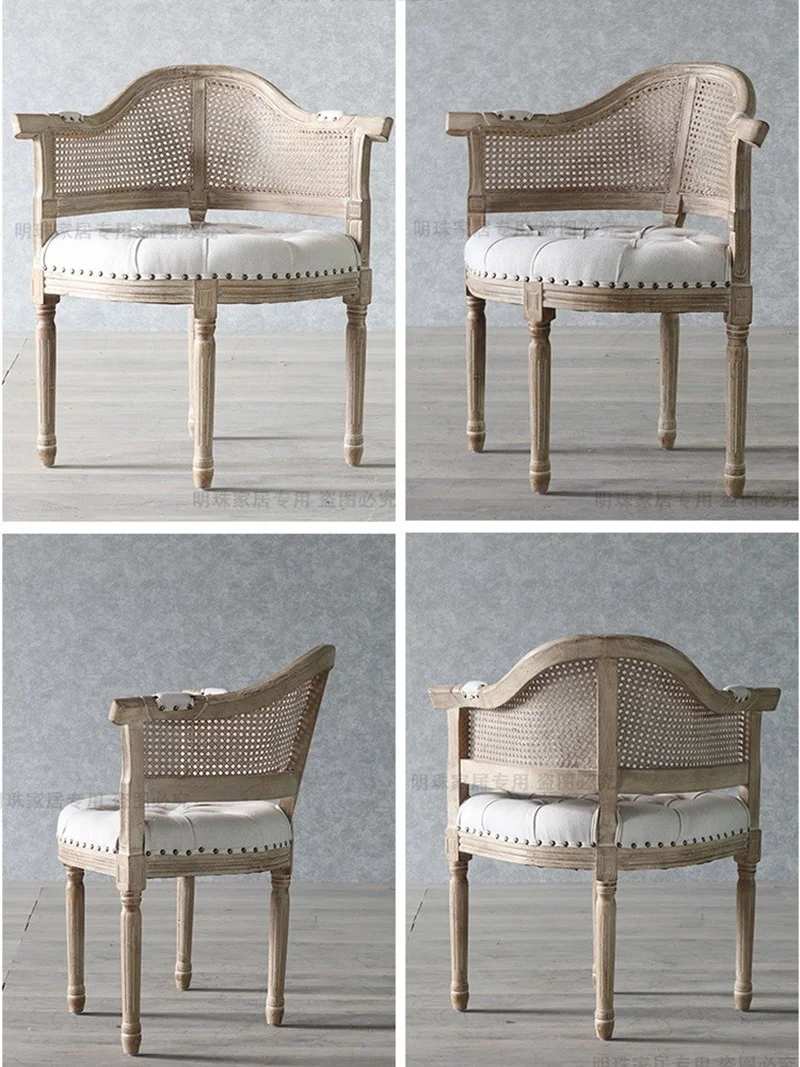 Изготовленное на заказ кресло во французском стиле Кантри, американский легкий Роскошный обеденный стул в стиле ретро, кафе, бар, Дизайнерское кресло для отдыха Изображение 4