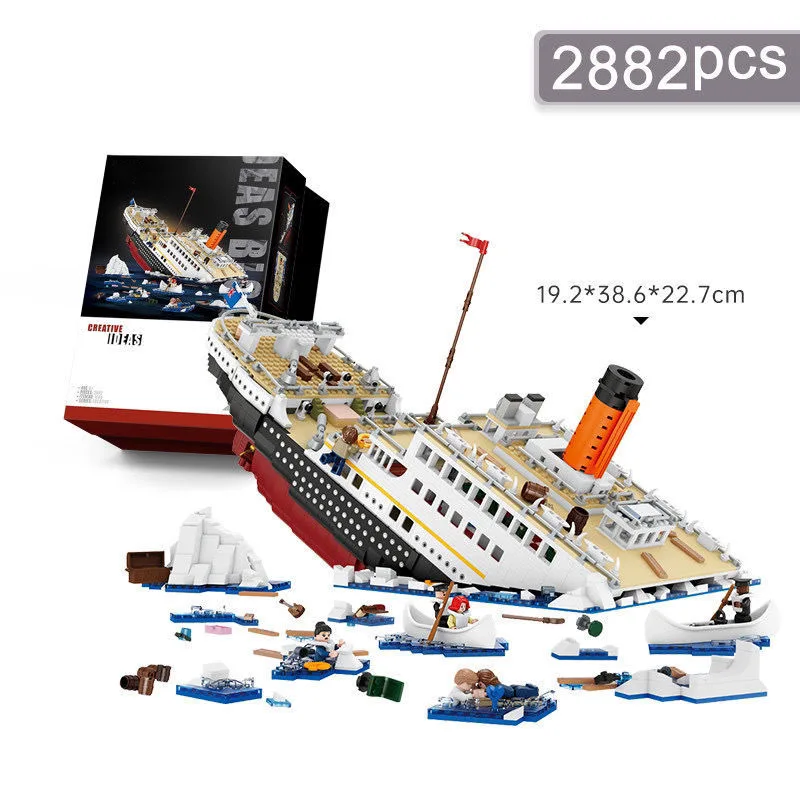 2882 шт. Мини Титаник Круизный лайнер Модель Лодки Для Взрослых DIY Алмазные строительные блоки Комплект Кирпичей Для Детей Развивающие игрушки для мальчиков Изображение 5