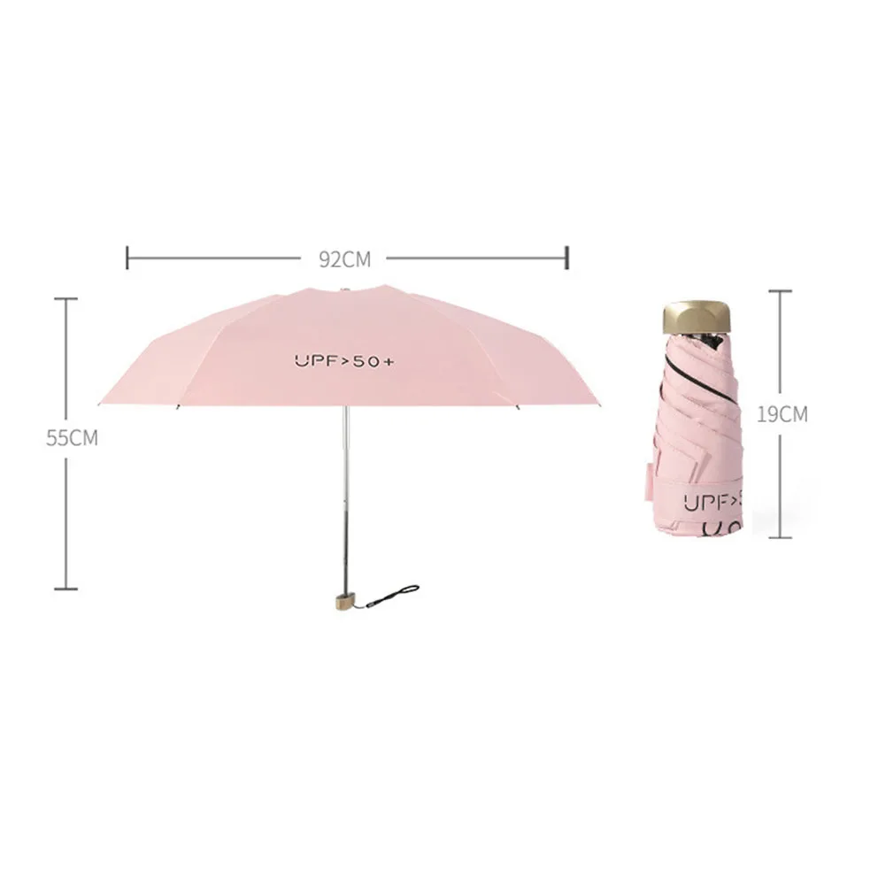 Портативные мини-пятистворчатые карманные зонты, сверхлегкие зонты высокой плотности, солнцезащитные зонты для покупок на открытом воздухе Изображение 5