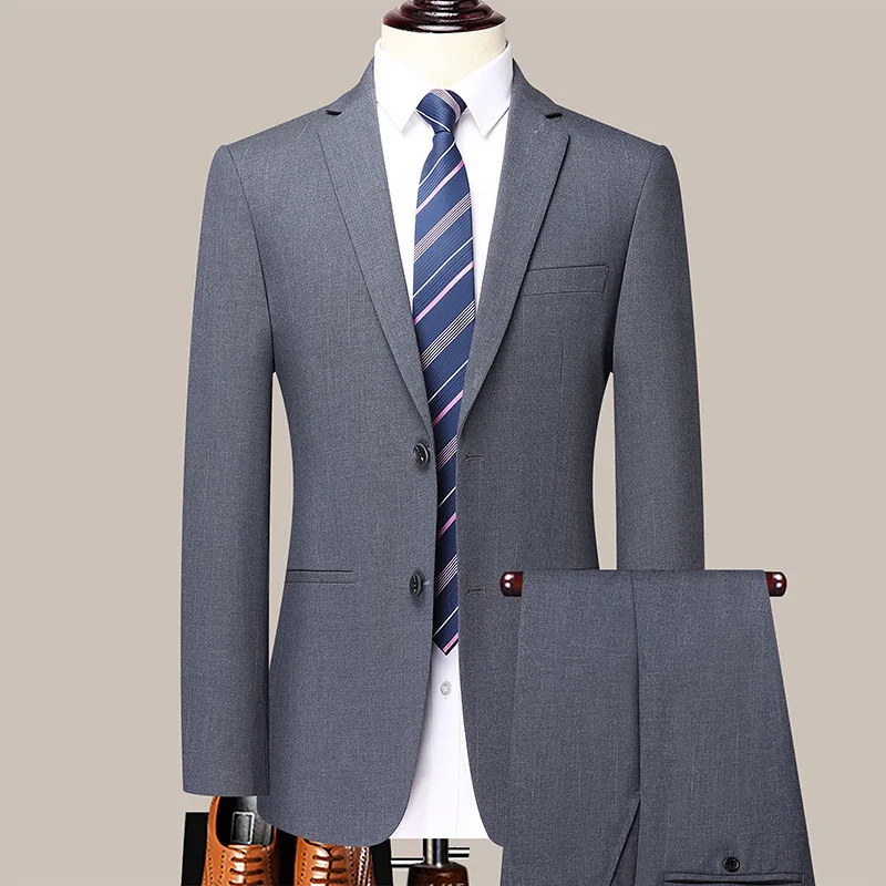Icool, однотонный мужской красивый повседневный деловой официальный костюм, комплект из двух предметов, Свадебная одежда для жениха, платье-блейзер Изображение 5