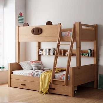 Современная кровать для ребенка и матери, многофункциональная детская кровать из массива дерева, может быть разделена на двухъярусную кровать из массива дерева, высокую и низкую кровать, лестницу b