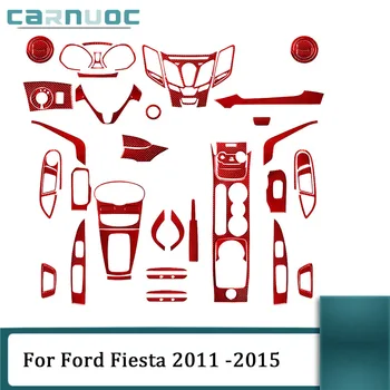 Красные защитные наклейки из Углеродного волокна для Ford Fiesta 2011 2012 2013 2014 2015 Молдинги Для стайлинга автомобилей Аксессуары для интерьера