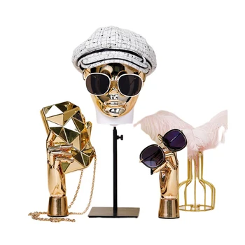 Высококачественная Гальваническая золотая и серебряная голова манекена с 2 шт. Манекен для рук манекена для показа моды на витрине
