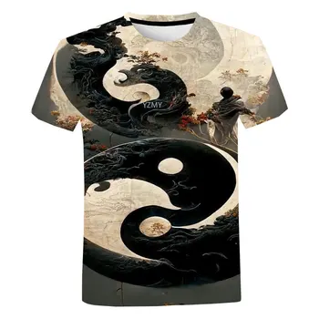 Женская футболка с 3D-принтом Diagrama Yin Yang Bagua 2023, модные повседневные крутые топы большого размера с короткими рукавами