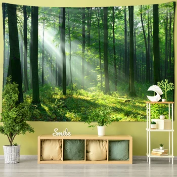 Зеленый Бамбуковый лес, Природа, Дизайн Гобелена, Дерево, Настенный Декор для гостиной, Дерево, Украшение дома, Фоновая ткань