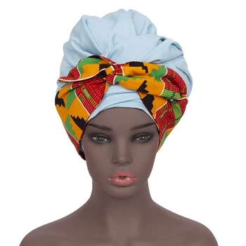 Африканский головной убор для женщин, Нигерийские шарфы для девочек, Мусульманская женская повязка на голову, Хлопковый Красивый свадебный Тюрбан, Африканский головной убор Wyb725