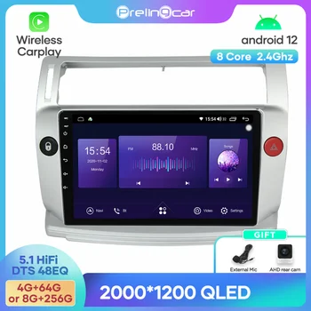 Android 12 DTS Звук для Citroen C4 2004-2009 годов, навигация, Мультимедийный автомобильный плеер, Радио, 2Din Стерео, Bluetooth 48EQ