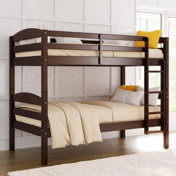 Better Homes & Gardens Двухъярусная кровать-трансформер из массива дерева Leighton, каркас кровати Mocha мебель для спальни