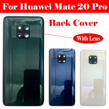 Задняя крышка со стеклянным корпусом для Huawei Mate 20 Pro 20Pro Запасные части для задней крышки батарейного отсека с линзой с наклейкой
