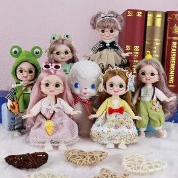 Милая Изысканная Кукла 17 см, кукла-принцесса, 1/8 BJD, кукла с очками для девочек, Детская игрушка, подарок, детские игрушки