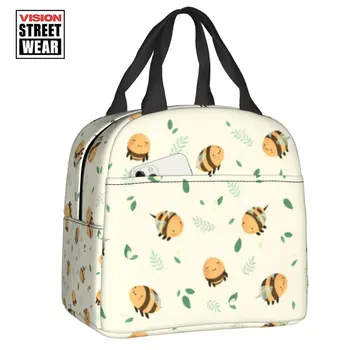 Много Пчел, Термоизолированная сумка для ланча, Женская Портативная сумка для ланча для школьного хранения, коробка для еды