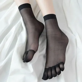 Летние Женские прозрачные чулки с пятью пальцами, ультратонкие носки с раздельными пальцами, Дышащие эластичные нескользящие невидимые короткие носки