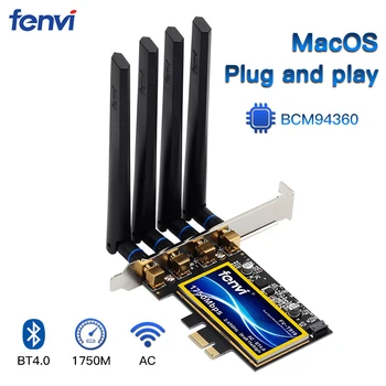 Fenvi T919 BCM94360 PCIe Адаптер 1750 Мбит/с WiFi карта macOS Hackintosh Airdrop Handoff 802.11ac Двухдиапазонный 2,4 Г/5 ГГц Bluetooth4.0