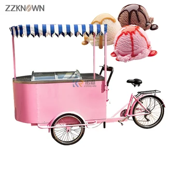 Педальная Розовая Передвижная тележка для мороженого с морозильной камерой 108L 3-колесный Электрический Велосипед для продажи Тележек для продажи велосипедов для взрослых
