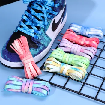 11 цветов Плоские шнурки, Градиентный тренд, краситель для галстуков, Хлопковые шнурки для обуви, используемые для кроссовок, аксессуары для повседневной обуви, шнурки