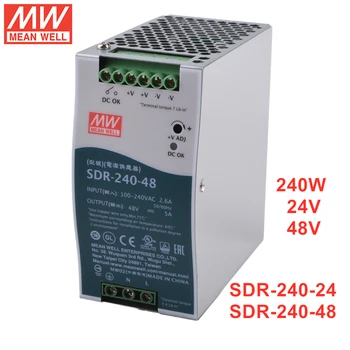 Промышленный источник питания на DIN-РЕЙКЕ MEAN WELL SDR-240 серии 240 Вт с одним выходом и функцией PFC SDR-240-24 SDR-240-48