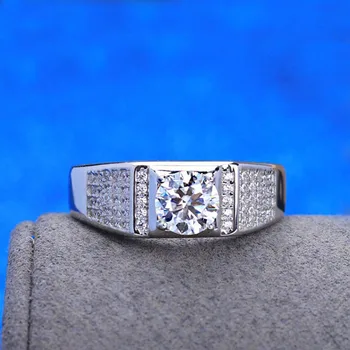 S925 Стерлинговое Серебро Муассанит Бриллиант Мужское кольцо Обручальное Подарок на свадьбу
