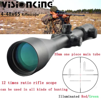 Visionking 4-48x65 Широкое поле зрения Военный Охотничий Оптический прицел с Красно-Зеленым Коэффициентом подсветки, Тактический Оптический прицел с зумом.50BMG