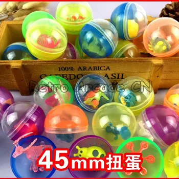 100 шт./лот пластиковые цветные шарики диаметром 45 мм, капсулы, игрушки с мини-куклами внутри, игрушки случайного сочетания для аркадного торгового автомата